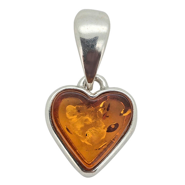 Amber Sterling Silver Heart Pendant