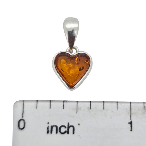 Amber Sterling Silver Heart Pendant