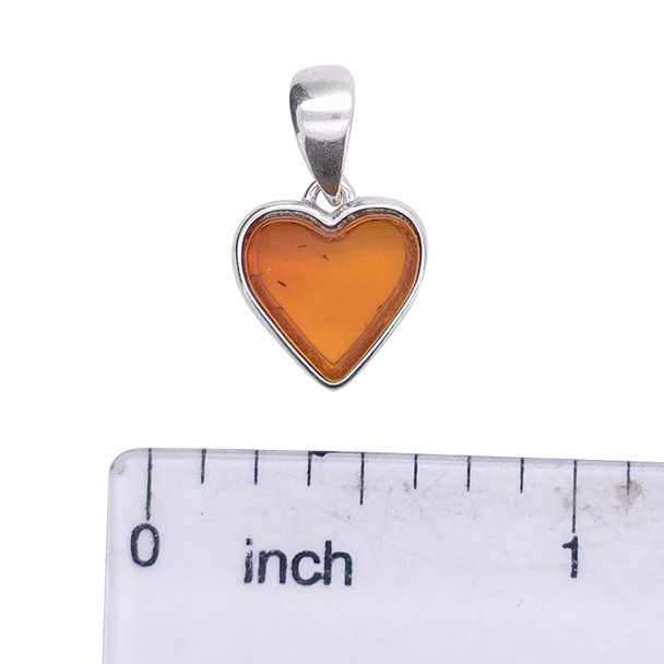 Amber Sterling Silver Heart Pendant