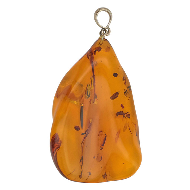 Amber Sterling Silver Free Form Pendant
