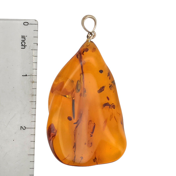 Amber Sterling Silver Free Form Pendant