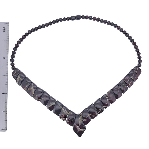 Cleopatra Style Cherry Amber Carved Beaded Necklace