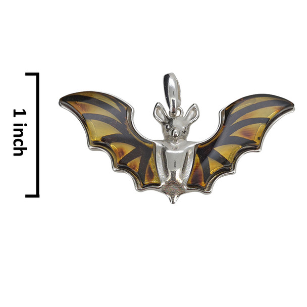 Cameo Amber Sterling Silver Bat Pendant