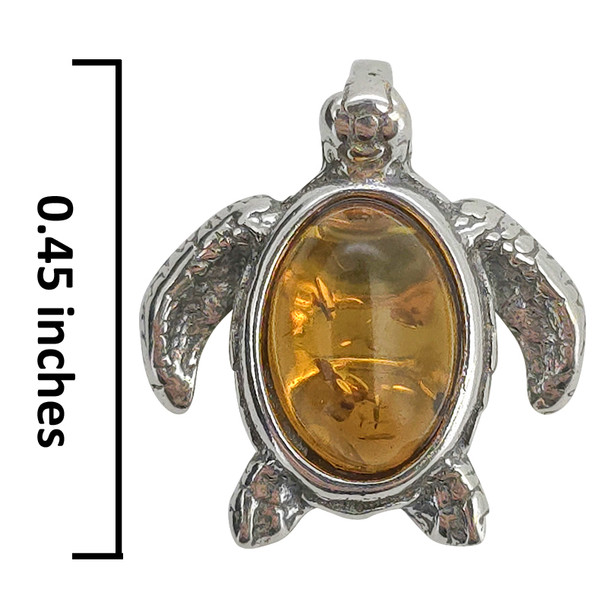 Amber Sterling Silver Turtle Pendant