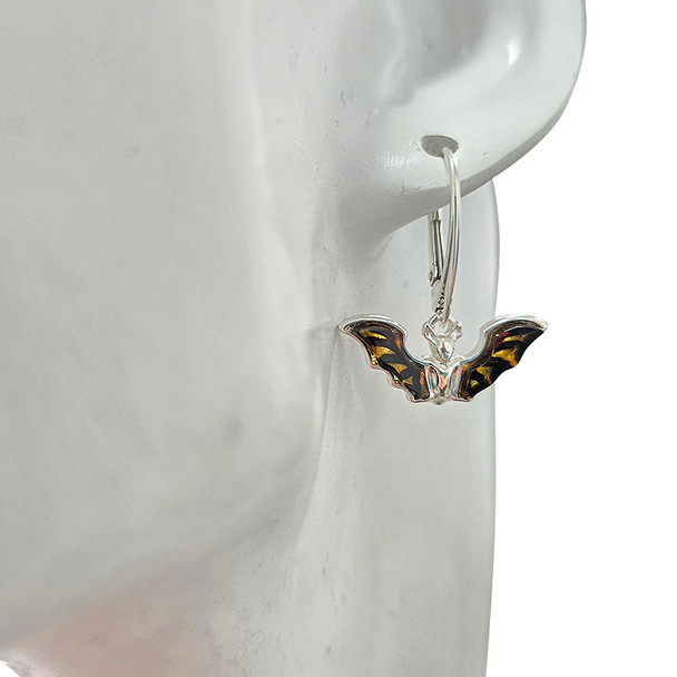 Cameo Amber Sterling Silver Bat Hook Earrings