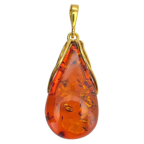Amber Gold-Plated Sterling Silver Pendant