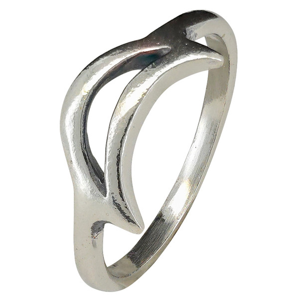 Cut-Out Moon Sterling Silver Ring