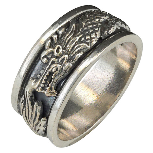 Sterling Silver Dragon Spinner Ring