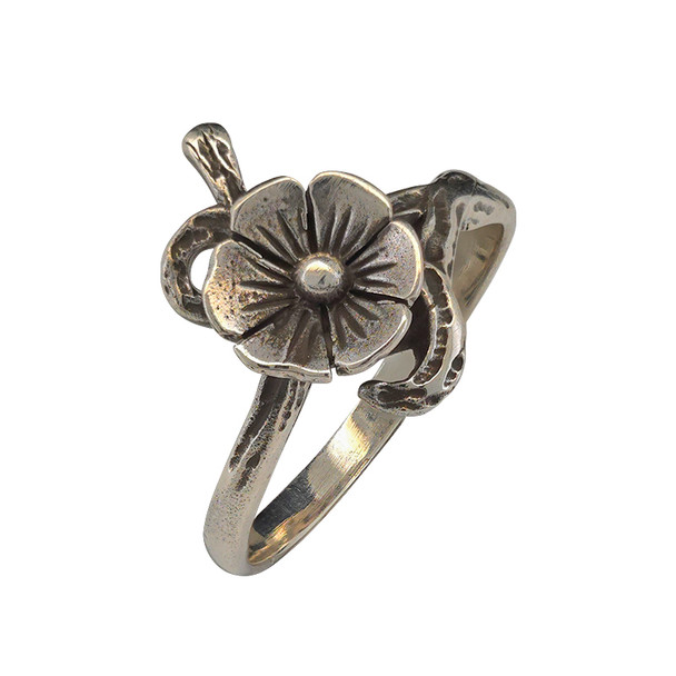 Oxidized Sterling Silver Flower Ring