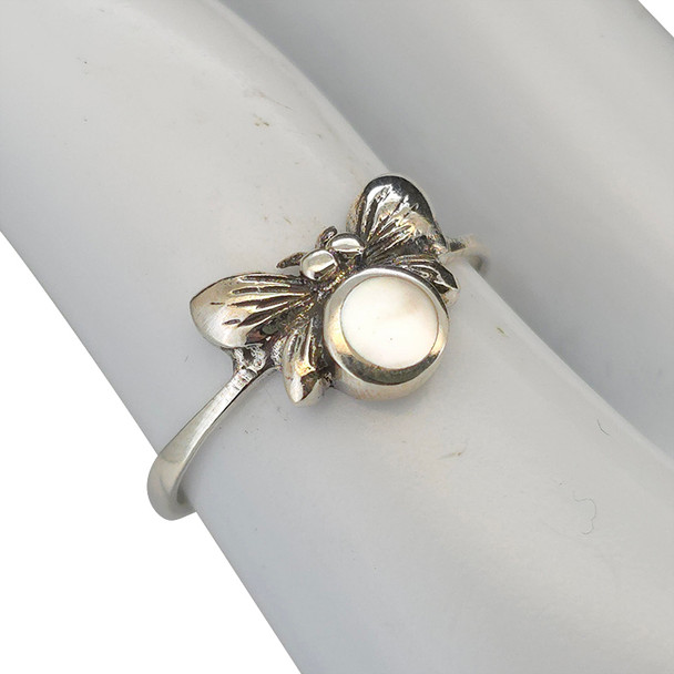Mother-of-Pearl Sterling Silver Butterfly Ring
