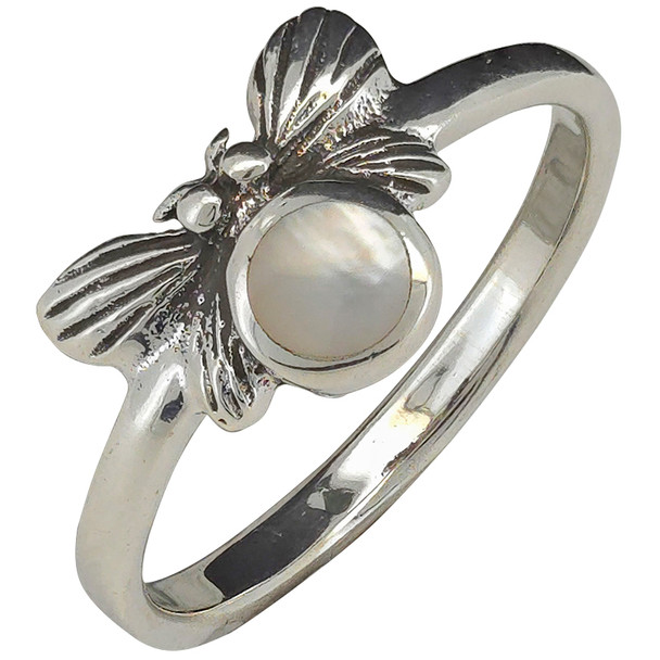 Mother-of-Pearl Sterling Silver Butterfly Ring