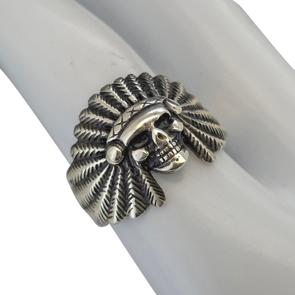 Native American Skull Sterling Silver Ring