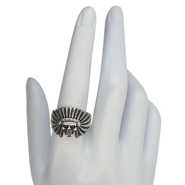 Native American Skull Sterling Silver Ring
