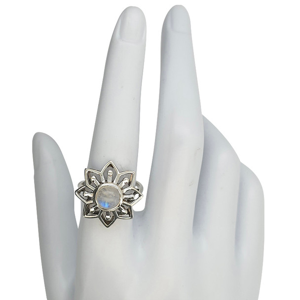 Moonstone Sterling Silver Flower Ring