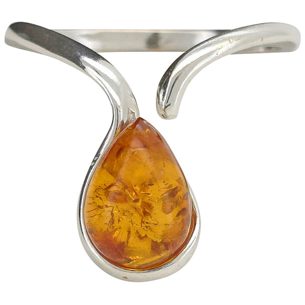 Amber Sterling Silver Adjustable Ring
