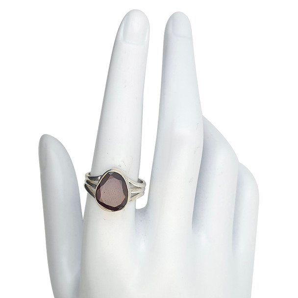 Faceted Garnet Sterling Silver Ring