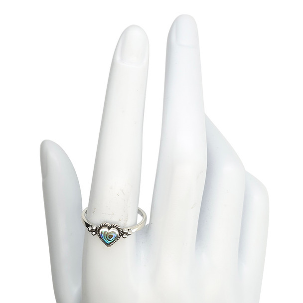 Abalone Sterling Silver Heart Ring