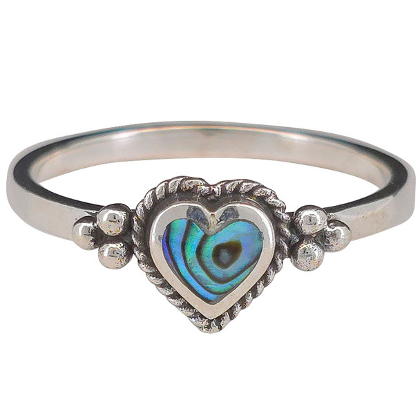 Abalone Sterling Silver Heart Ring