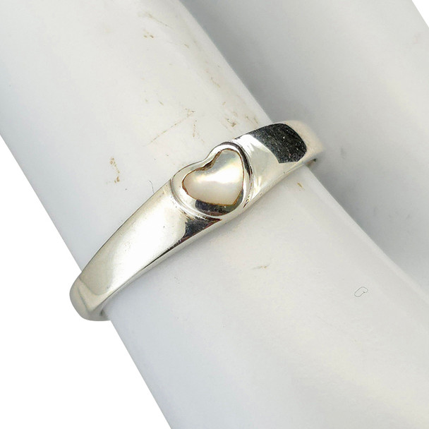 Mother of Pearl Sterling Silver Heart Ring