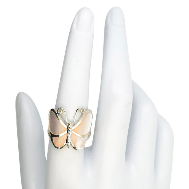 Mother-of-Pearl Sterling Silver Butterfly Ring
