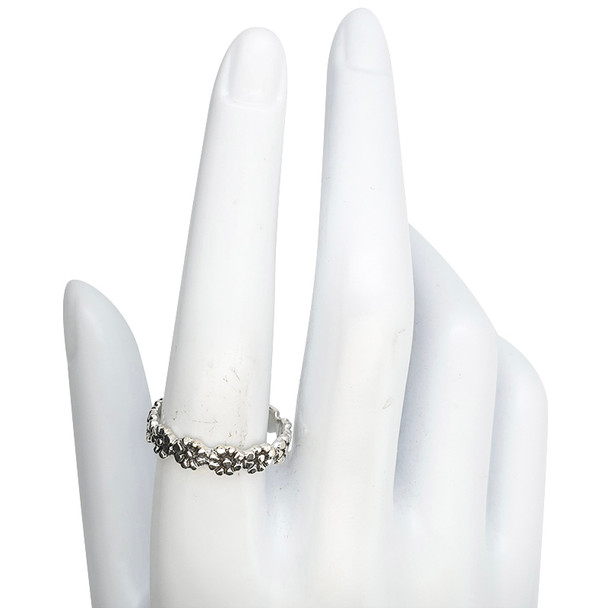Flower Band Sterling Silver Ring
