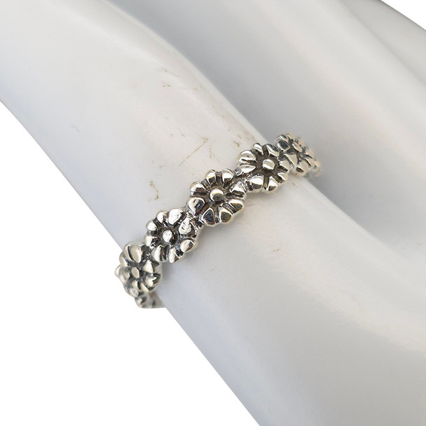 Flower Band Sterling Silver Ring