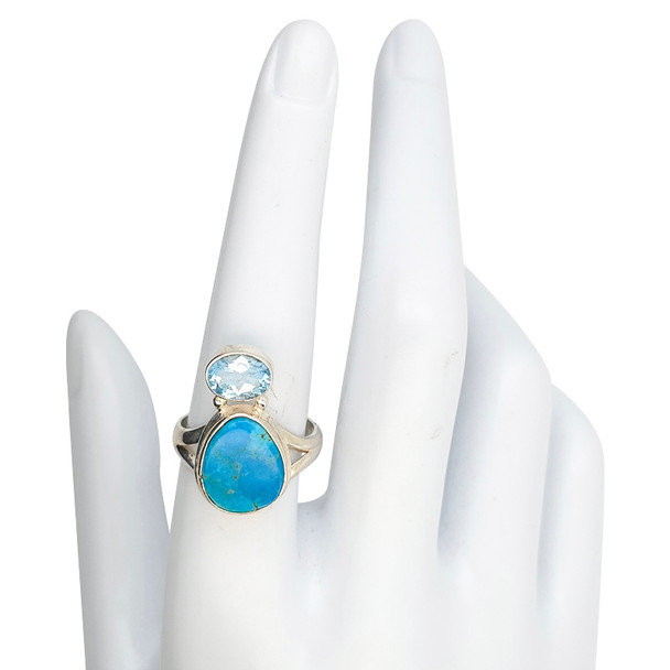 Arizona Turquoise/Blue Topaz Sterling Silver Ring