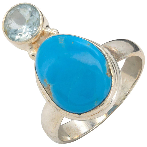 Arizona Turquoise/Blue Topaz Sterling Silver Ring