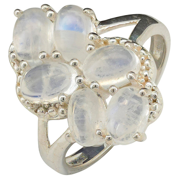 Moonstone Sterling Silver Cluster Ring.