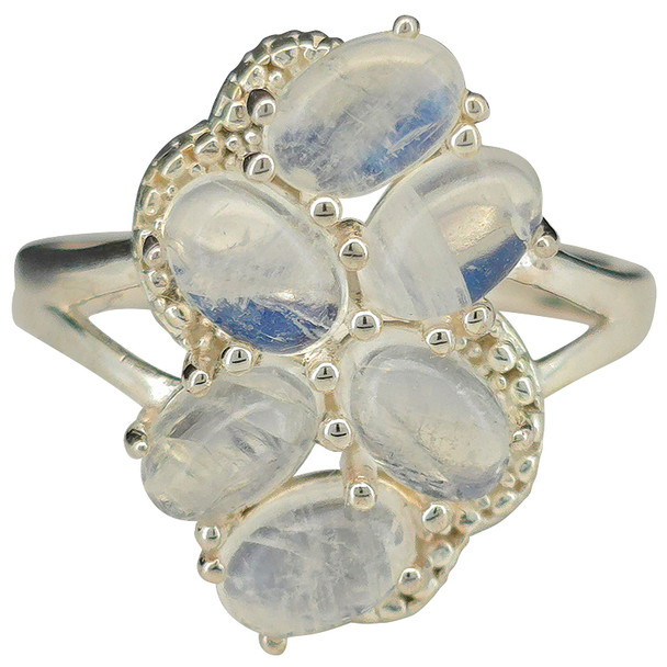 Moonstone Sterling Silver Cluster Ring.