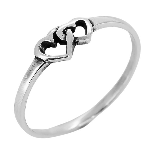 Interlocking Heart Sterling Silver Ring
