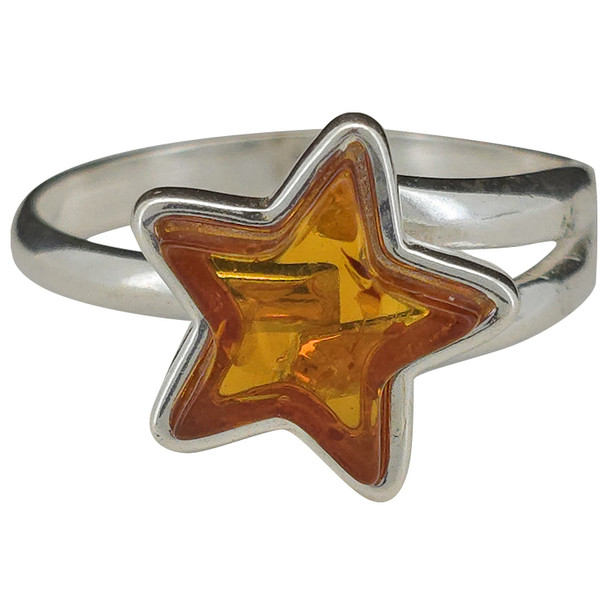 Cognac Amber Star Adjustable Ring