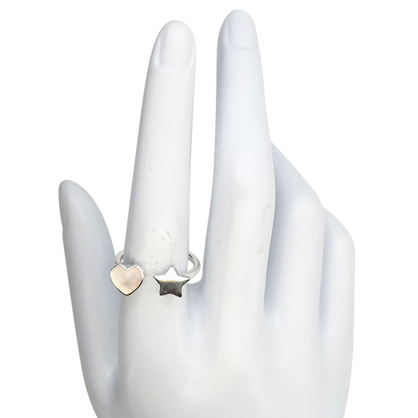 Mother-of-Pearl Sterling Silver Heart/Star Ring