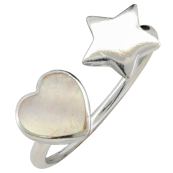 Mother-of-Pearl Sterling Silver Heart/Star Ring
