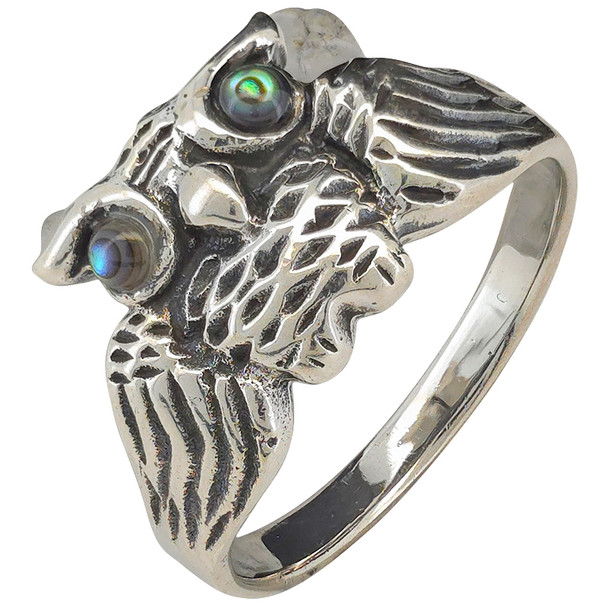 Abalone Sterling Silver Owl Ring