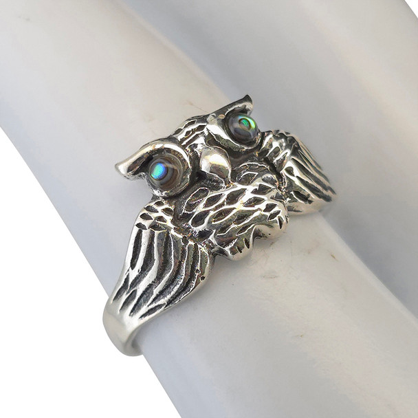 Abalone Sterling Silver Owl Ring