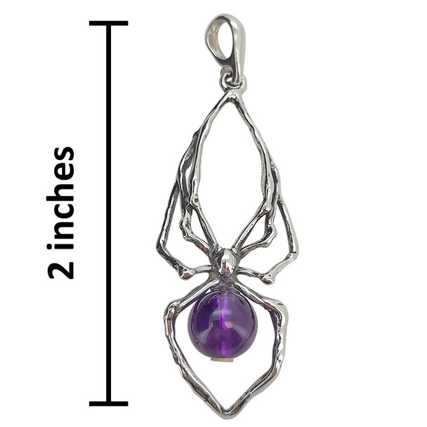 Amethyst Sterling Silver Spider Pendant