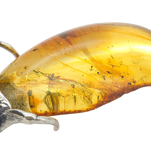 Natural Amber Sterling Silver Handmade Spider Pendant
