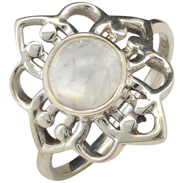Moonstone Sterling Silver Flower Ring