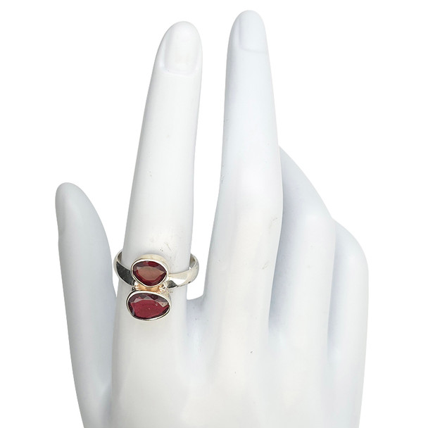 Faceted Garnet Sterling Silver Ring