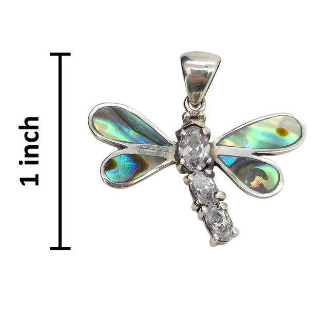 Abalone Sterling Silver Dragonfly Pendant