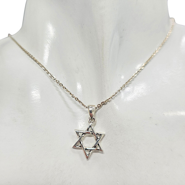 Sterling Silver Textured Star of David Pendant
