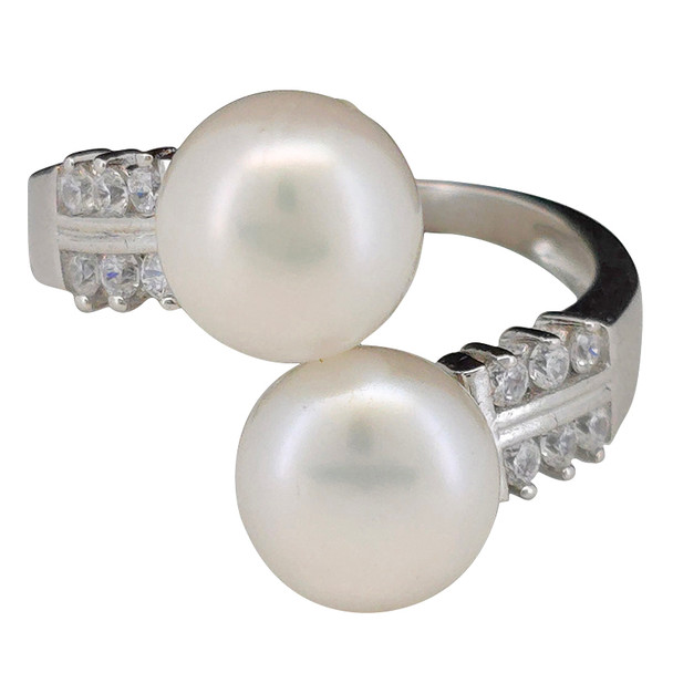Stacked Pearl Sterling Silver Ring.