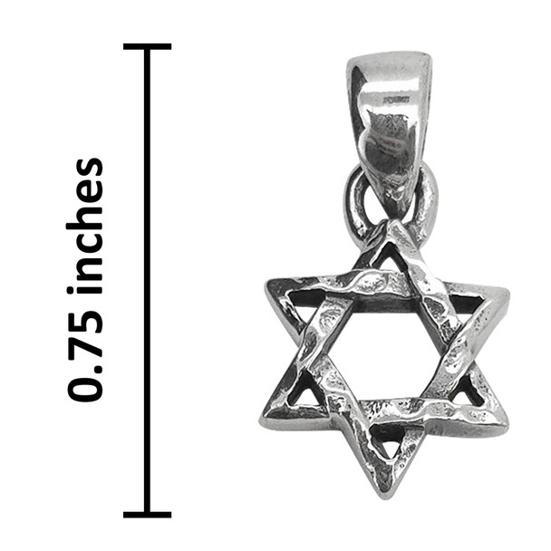 Mini Textured Star of David Sterling Silver Pendant