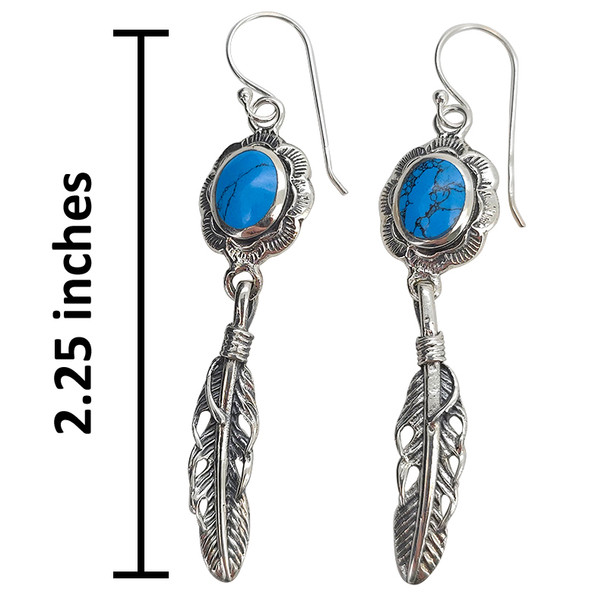 Howlite Sterling Silver Feather Hook Earrings