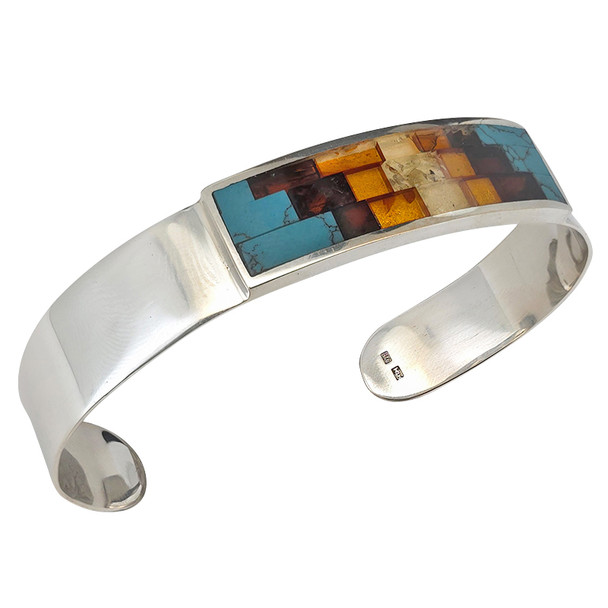 Mosaic Amber/Pressed Turquoise Cuff Bracelet