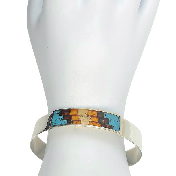Mosaic Amber/Pressed Turquoise Cuff Bracelet