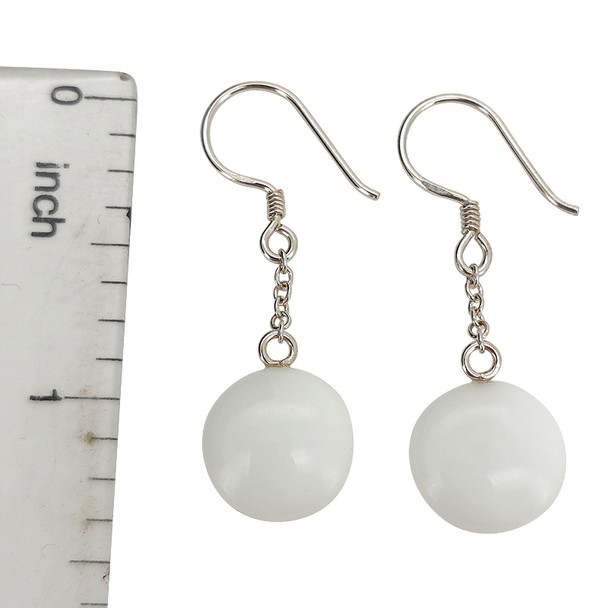White Agate Sterling Silver Hook Earrings
