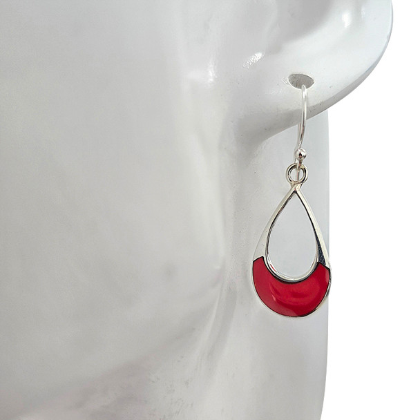 Coral Sterling Silver Hook Earrings