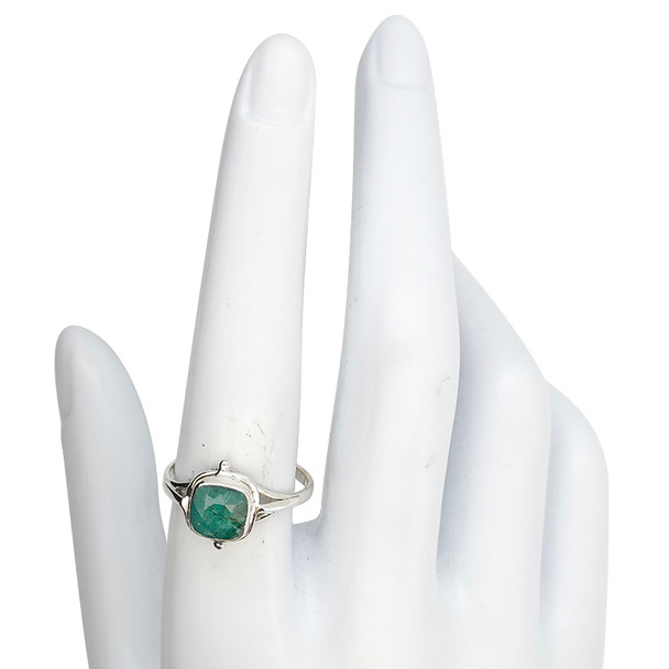 Faceted Composite Emerald Sterling Silver Ring